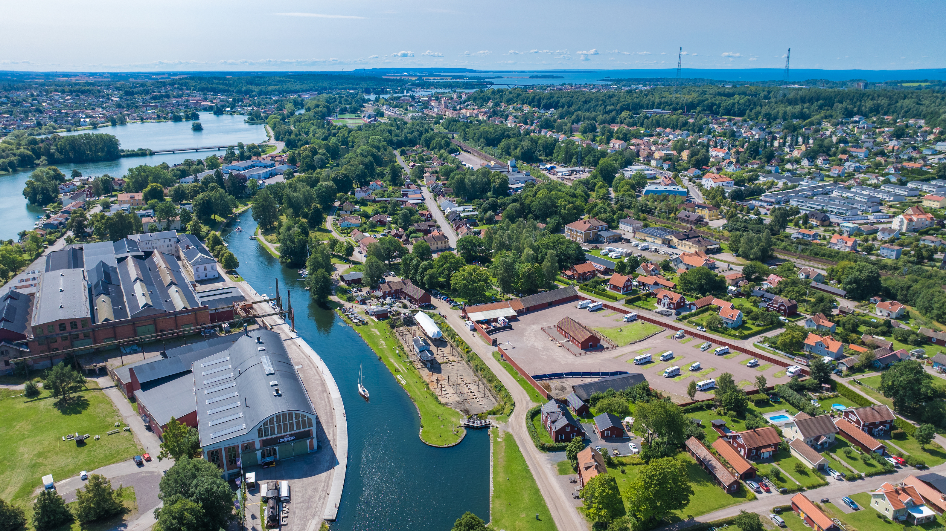 Flygbild Motala verkstad