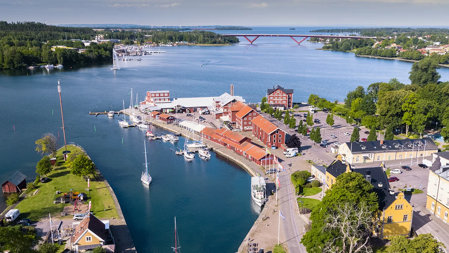 Flygbild Motala hamn